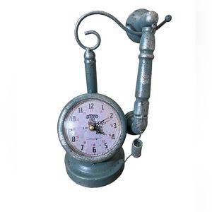 Vintage clock candlestick phone metal approximately 12” tall